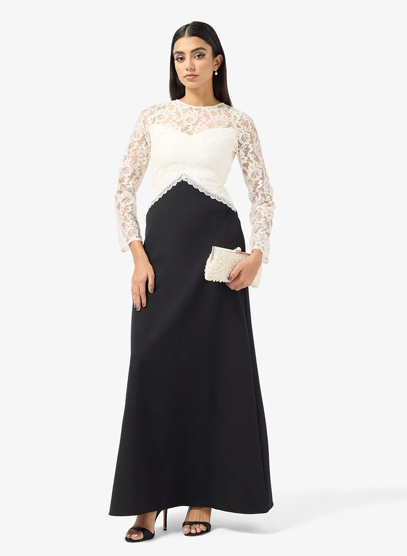 Khizana Colorblock Dress With Lace Bodice